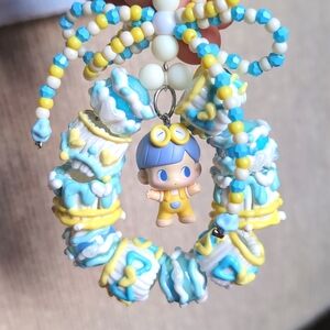 🌟One of a Kind Cute Handmade Keychain w/ mini 'Lilios' IP from PopMart